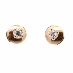 Boucles d’oreilles puces diamant en or jaune