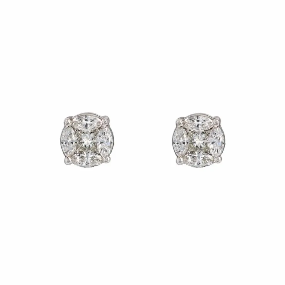 Boucles d'oreilles puces diamants 0.54 carat et or blanc