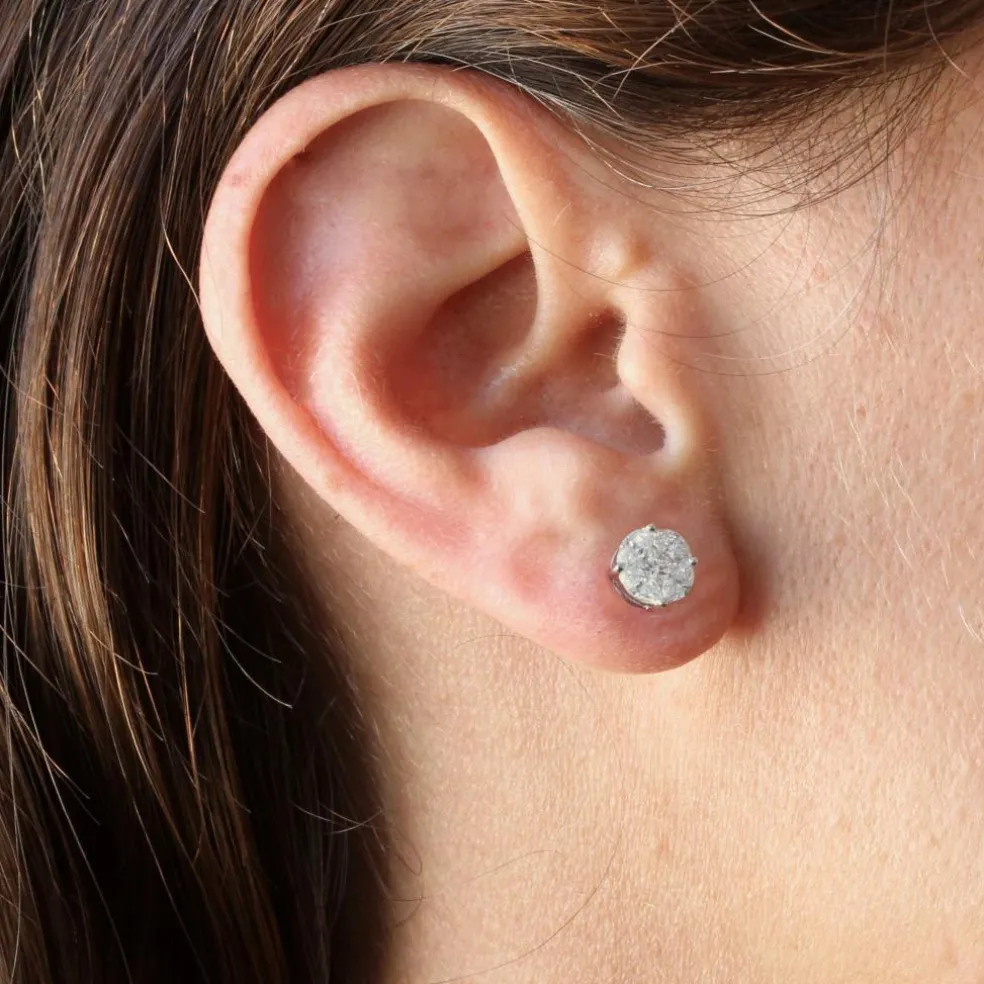 Boucles d'oreilles puces diamants 0.54 carat et or blanc