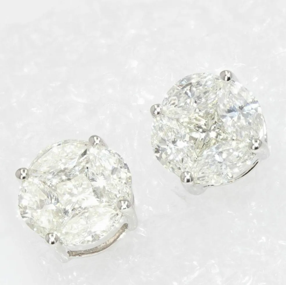 Boucles d'oreilles puces diamants 0.54 carat et or blanc
