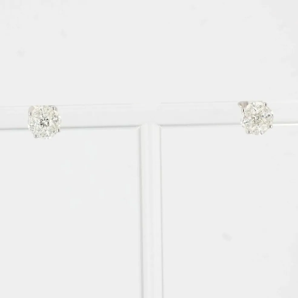 Boucles d'oreilles puces diamants 0.54 carat et or blanc