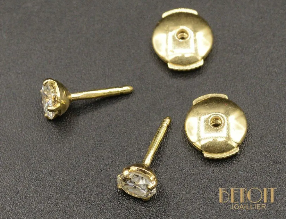 Boucles d'Oreilles Puces Diamants Or Jaune