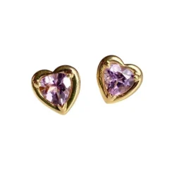 Boucles d’oreilles puces en or jaune en forme de cœur