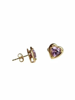 Boucles d’oreilles puces en or jaune en forme de cœur