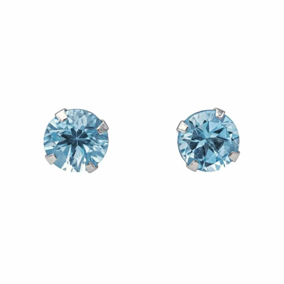 Boucles d'oreilles Puces Or blanc Topaze