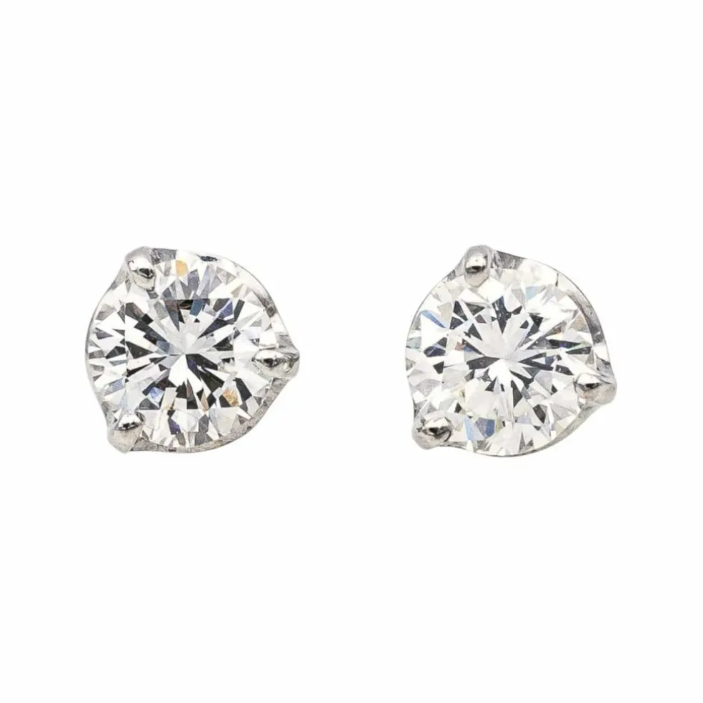 Boucles d'oreilles Puces Or blanc Diamant