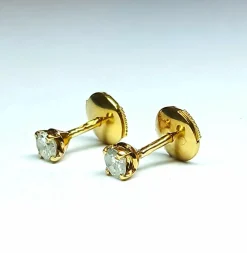 Boucles d'oreilles Puces Or jaune Diamant