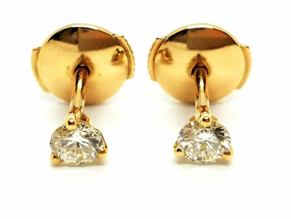 Boucles d'oreilles Puces Or jaune Diamant