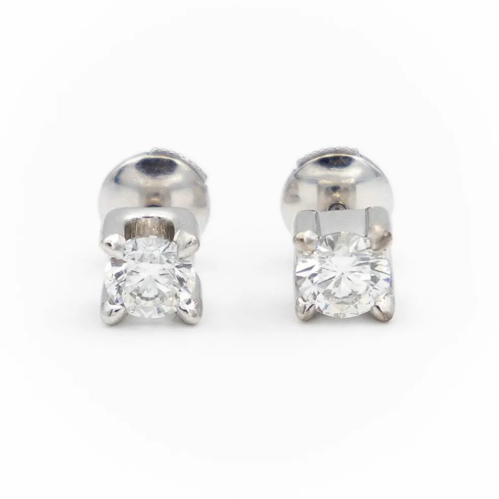 Boucles d'oreilles Puces Or blanc Diamant
