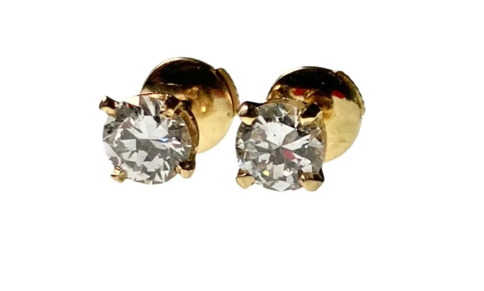 Boucles d'oreilles puces or gris diamants