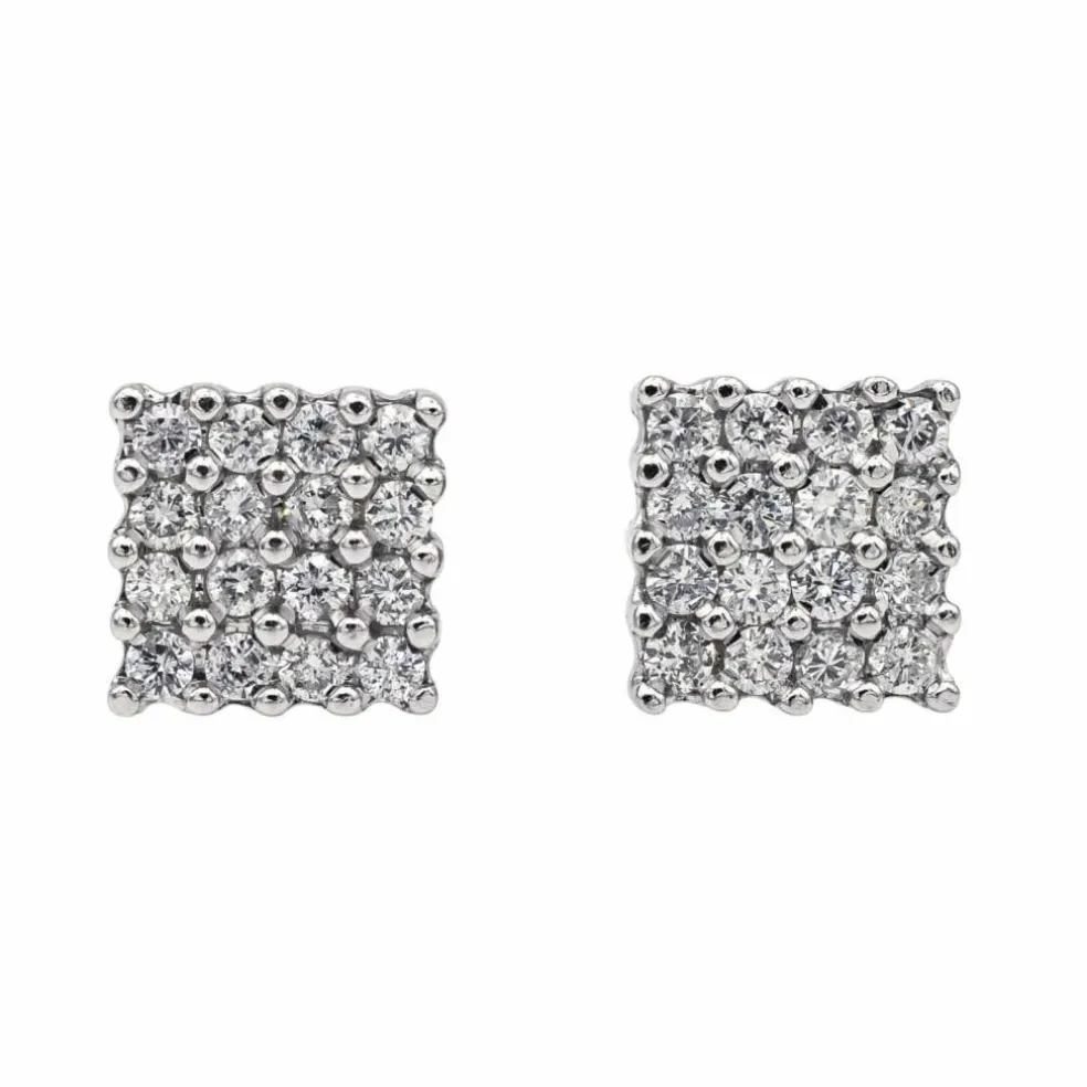 Boucles d'oreilles Puces Or blanc Diamant