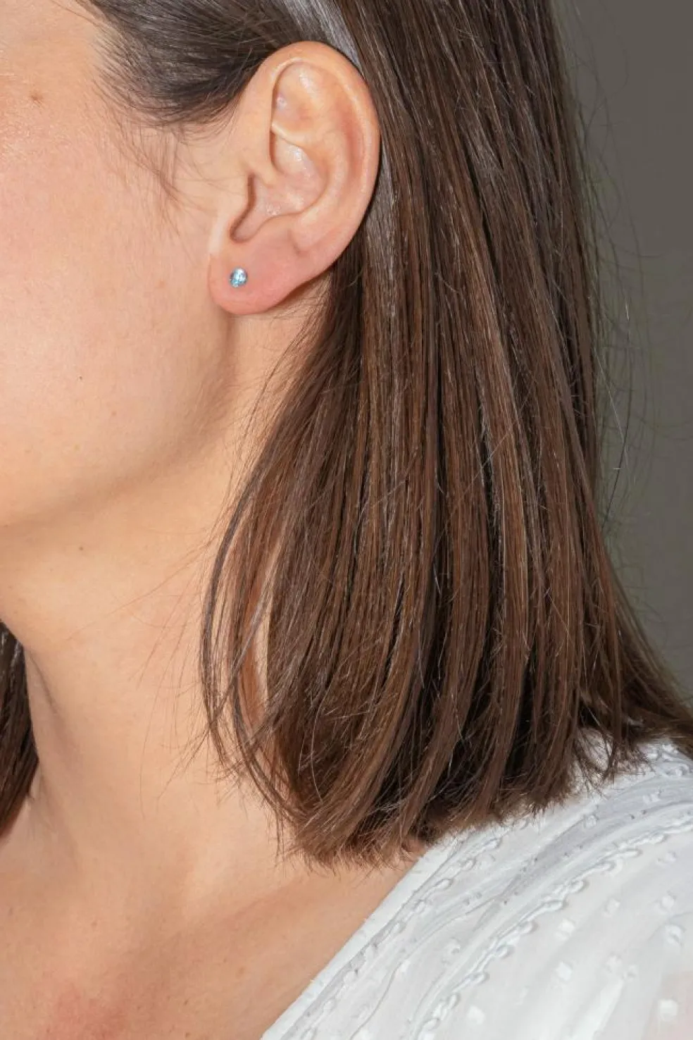 Boucles d'oreilles Puces Or blanc Topaze