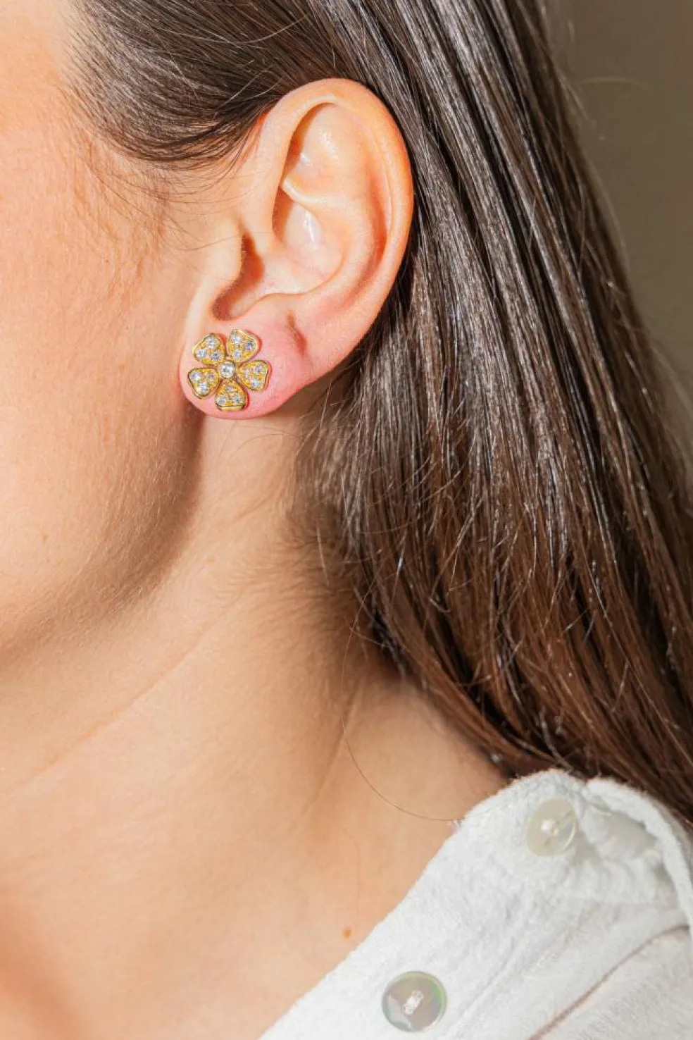 Boucles d'oreilles Puces Or jaune Diamant