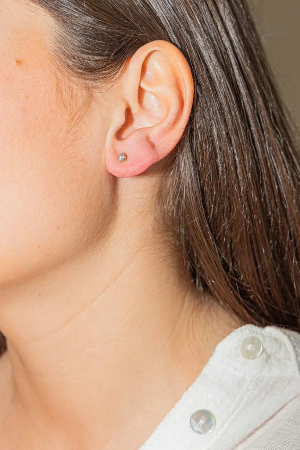 Boucles d'oreilles Puces Or jaune Diamant