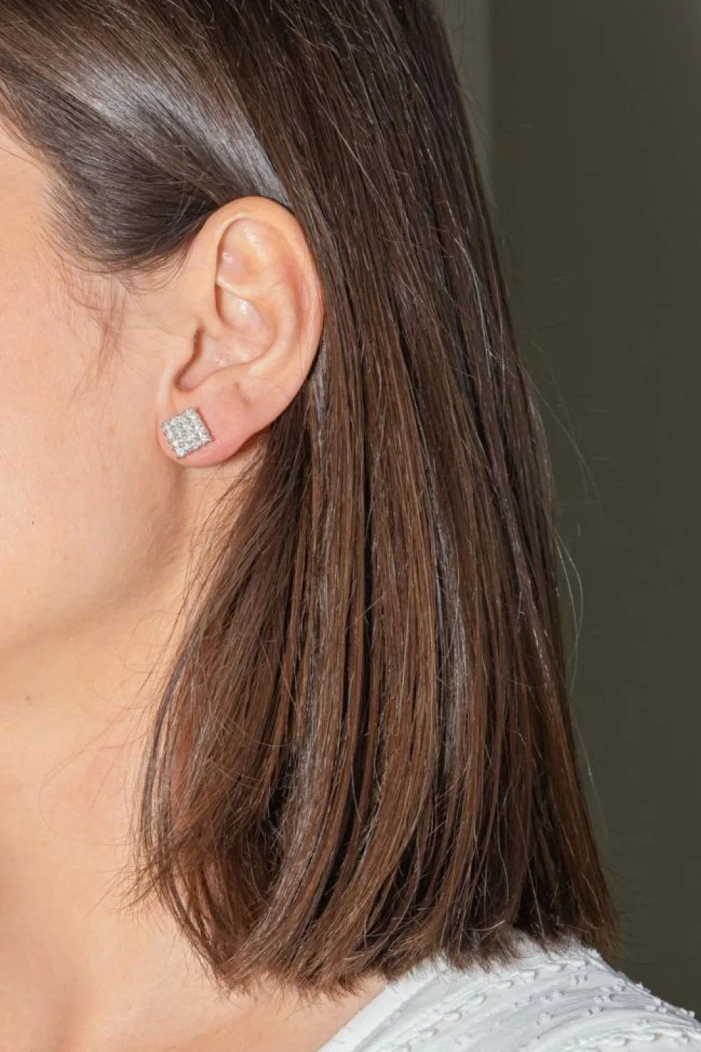 Boucles d'oreilles Puces Or blanc Diamant