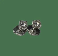 BOUCLES D'OREILLES PUCES OR BLANC DIAMANTS