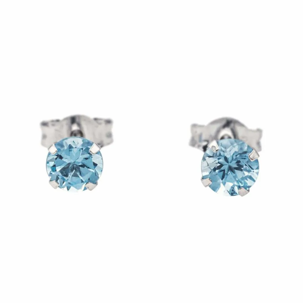 Boucles d'oreilles Puces Or blanc Topaze