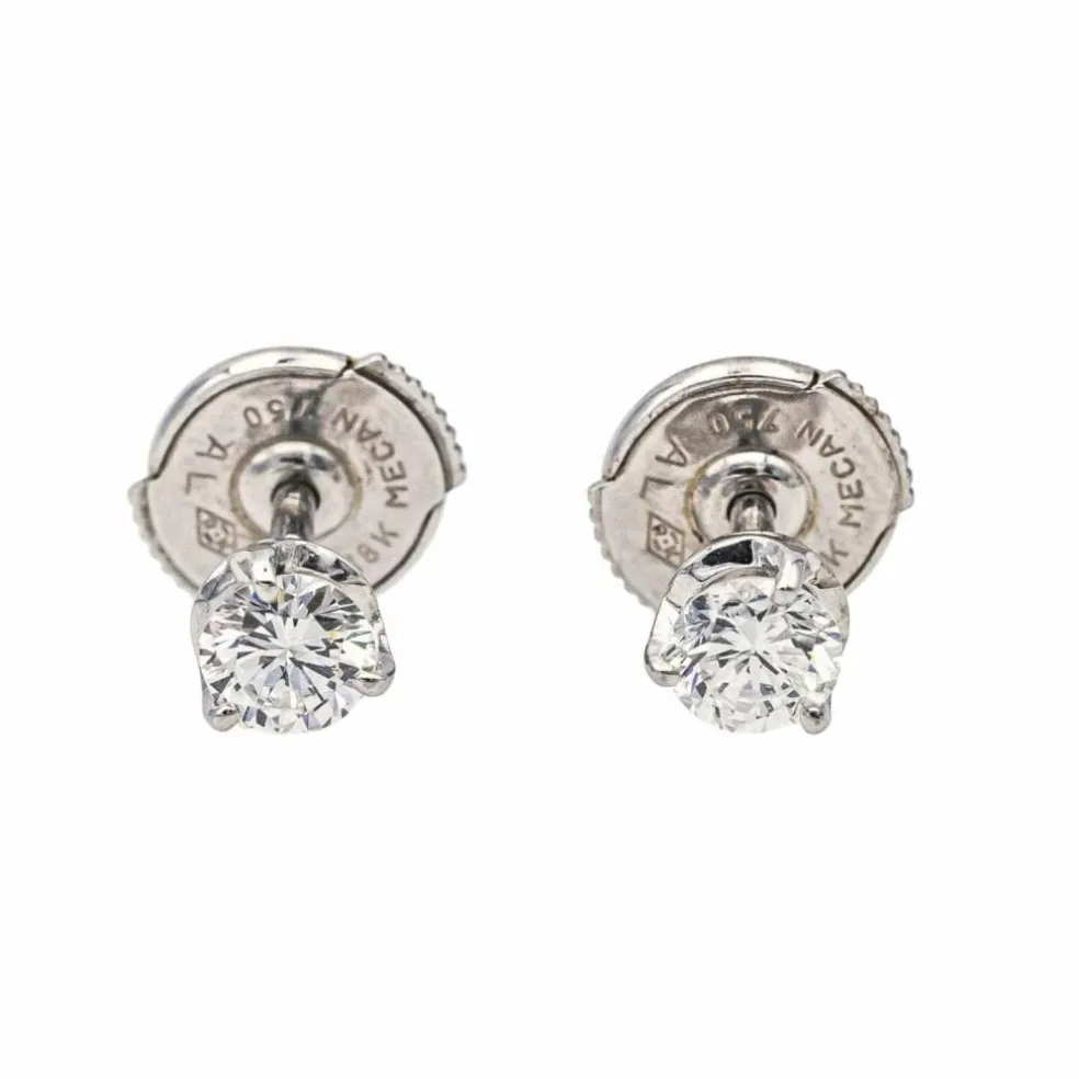 Boucles d'oreilles Puces Or blanc Diamant