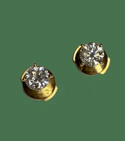 Boucles d'oreilles puces or et diamants