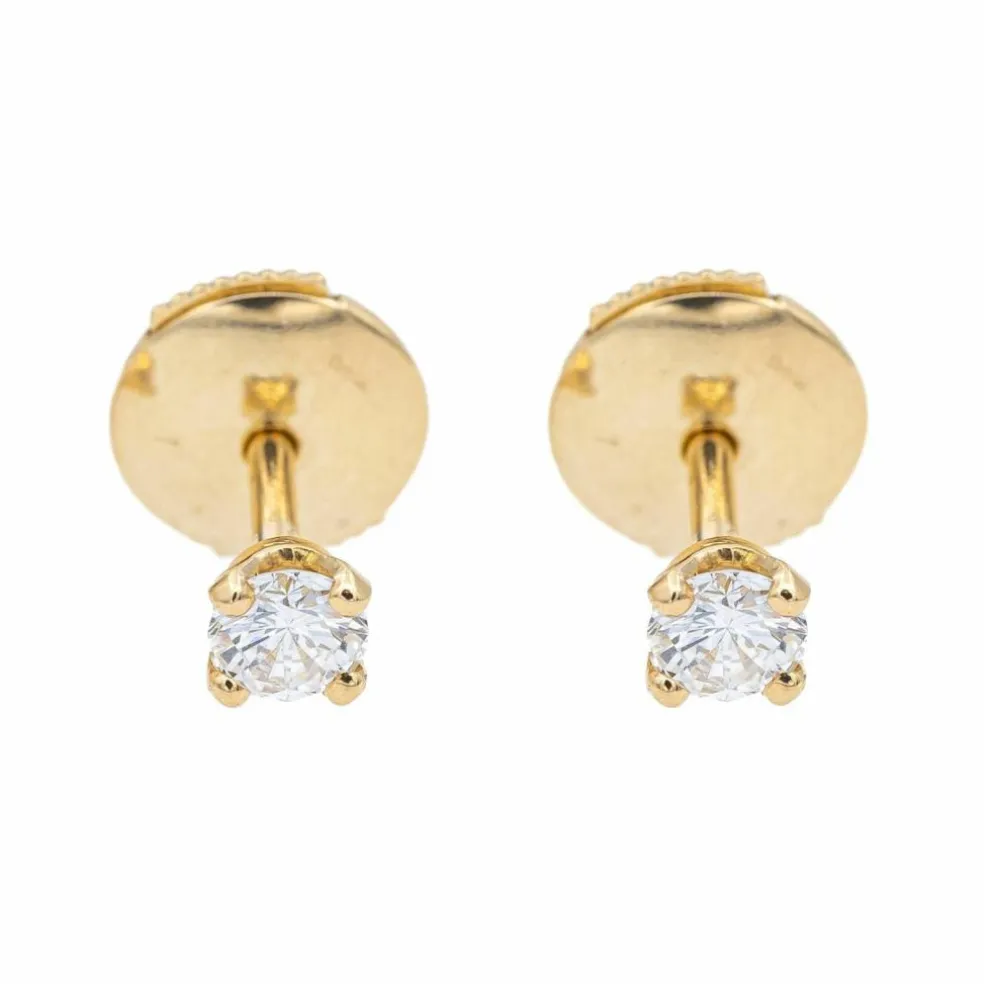 Boucles d'oreilles Puces Or jaune Diamant