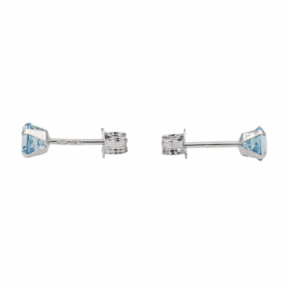 Boucles d'oreilles Puces Or blanc Topaze