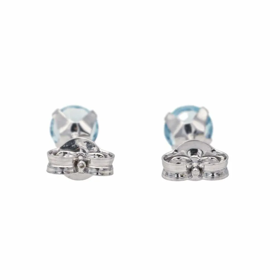 Boucles d'oreilles Puces Or blanc Topaze