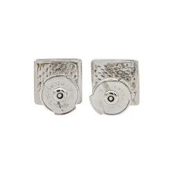 Boucles d'oreilles Puces Or blanc Emeraude, Diamant