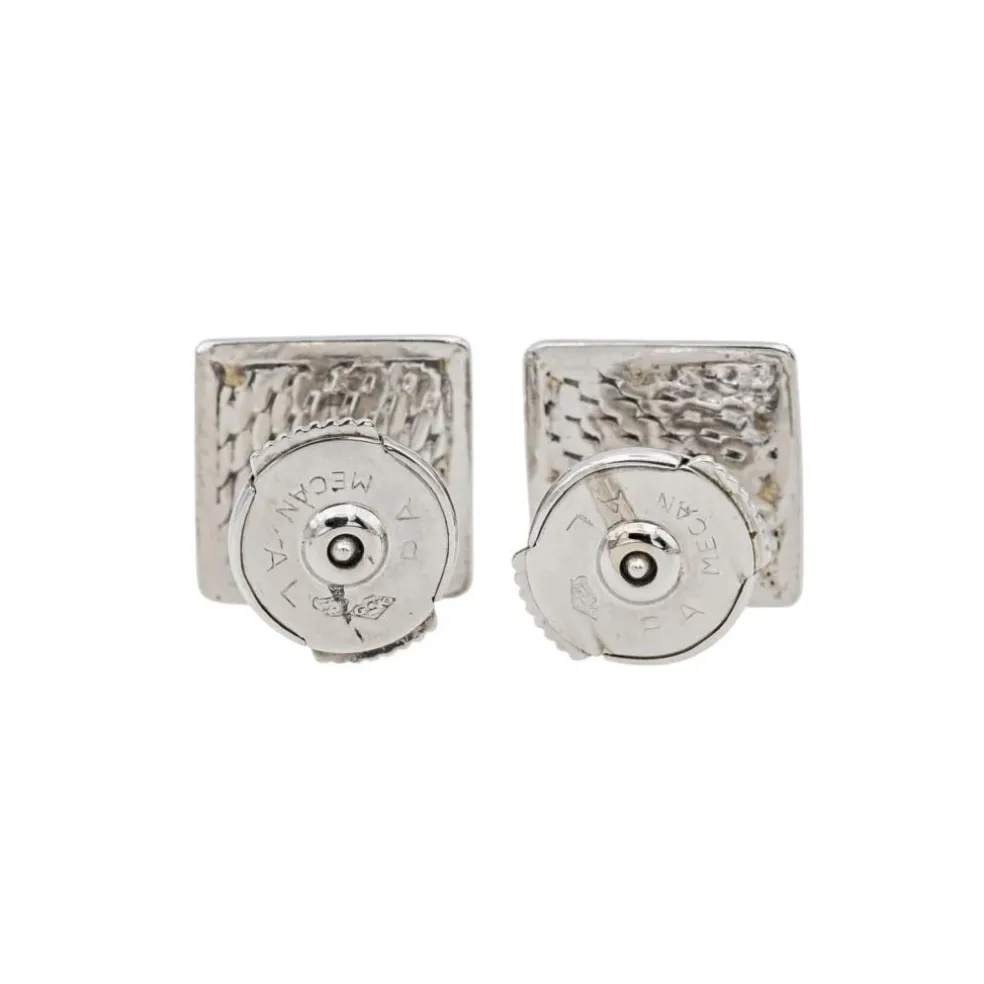 Boucles d'oreilles Puces Or blanc Emeraude, Diamant