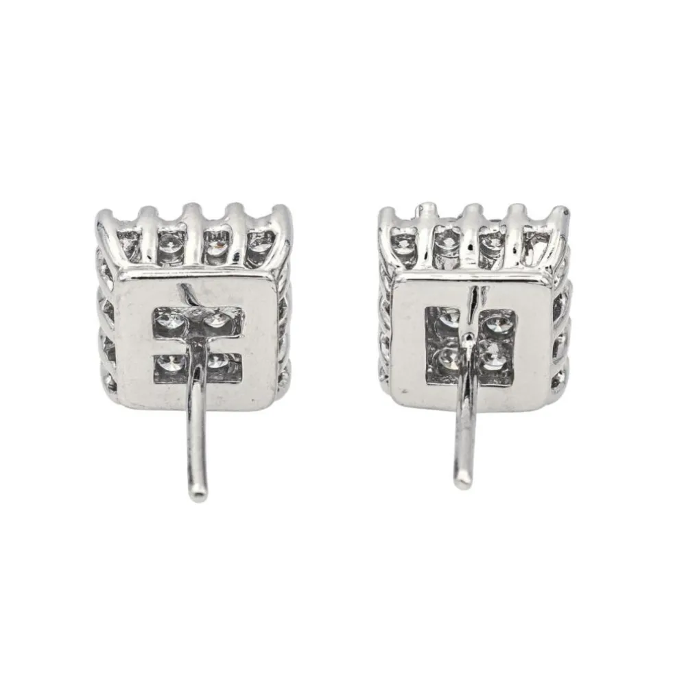 Boucles d'oreilles Puces Or blanc Diamant
