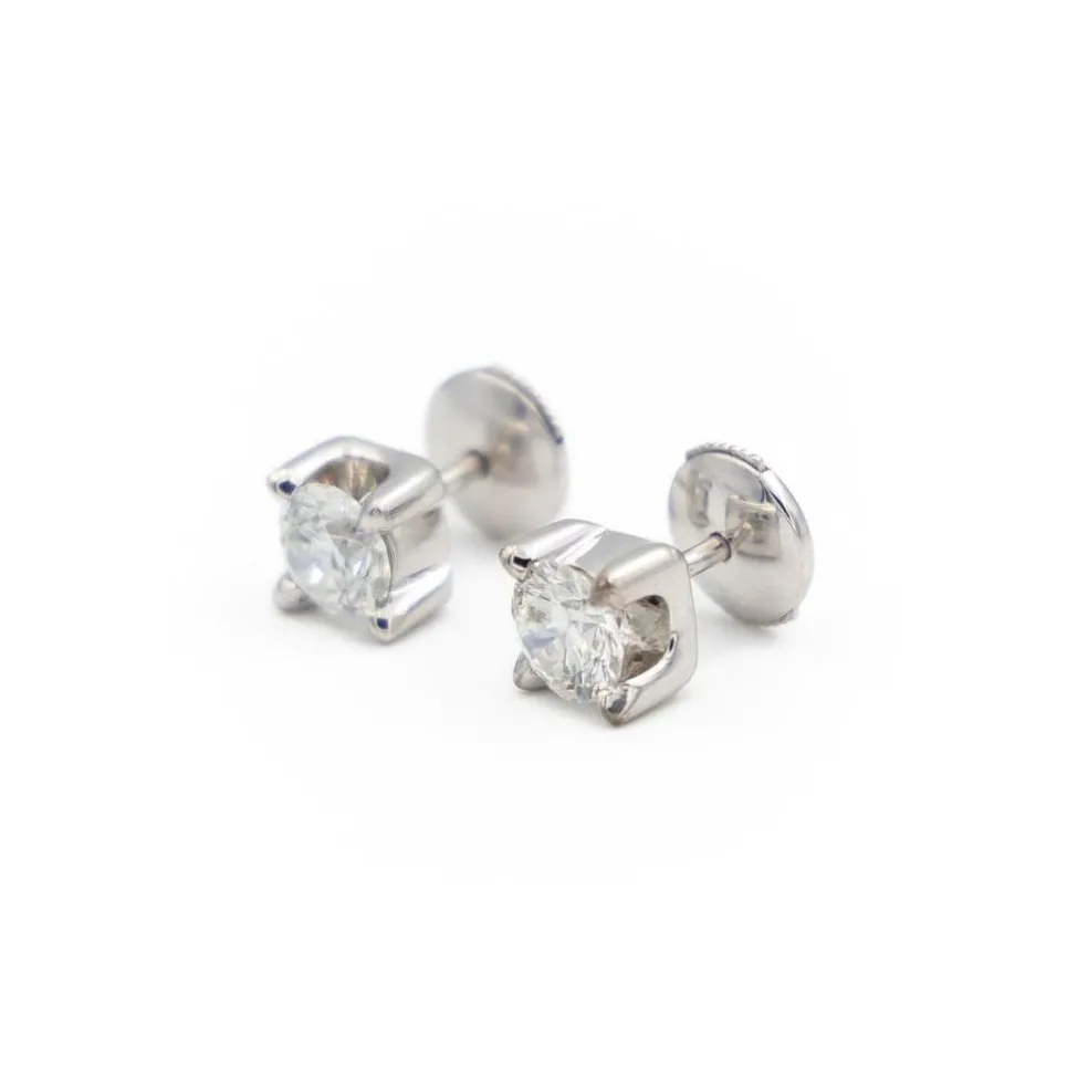 Boucles d'oreilles Puces Or blanc Diamant
