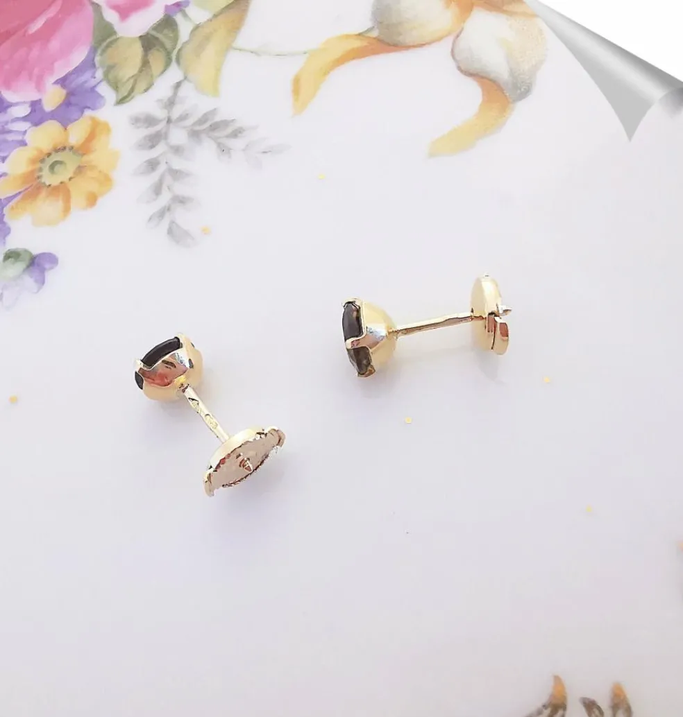 Boucles d'oreilles puces Quartz fumé