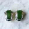 Boucles d'oreilles puiforcat par andré vassort jade sur or jaune et argent