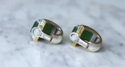 Boucles d'oreilles puiforcat par andré vassort jade sur or jaune et argent