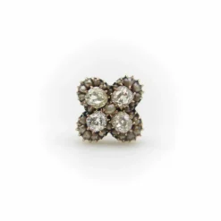 Boucles d'oreilles quadrilobe en or, diamants et perles taille ancienne mine