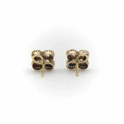 Boucles d'oreilles quadrilobe en or, diamants et perles taille ancienne mine