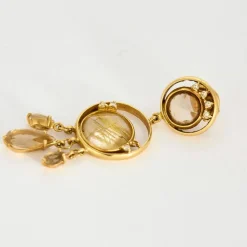 Boucles d'oreilles quartz cheveux de Vénus citrines diamants