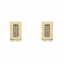 Boucles d'oreilles rectangulaires en or jaune et blanc avec diamants