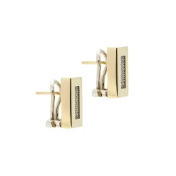Boucles d'oreilles rectangulaires en or jaune et blanc avec diamants