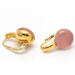 Boucles d'oreilles RIKIO en Or et Quartz Rose