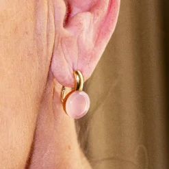 Boucles d'oreilles RIKIO en Or et Quartz Rose