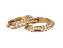 Boucles d'oreilles rond diamants or jaune 18k