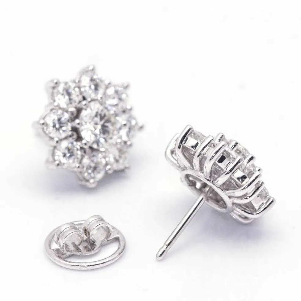 Boucles d'oreilles ROSETON en or blanc et diamants