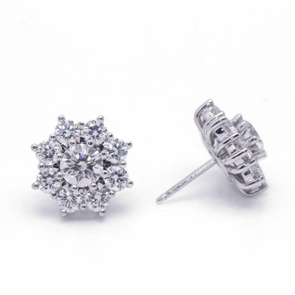 Boucles d'oreilles ROSETON en or blanc et diamants