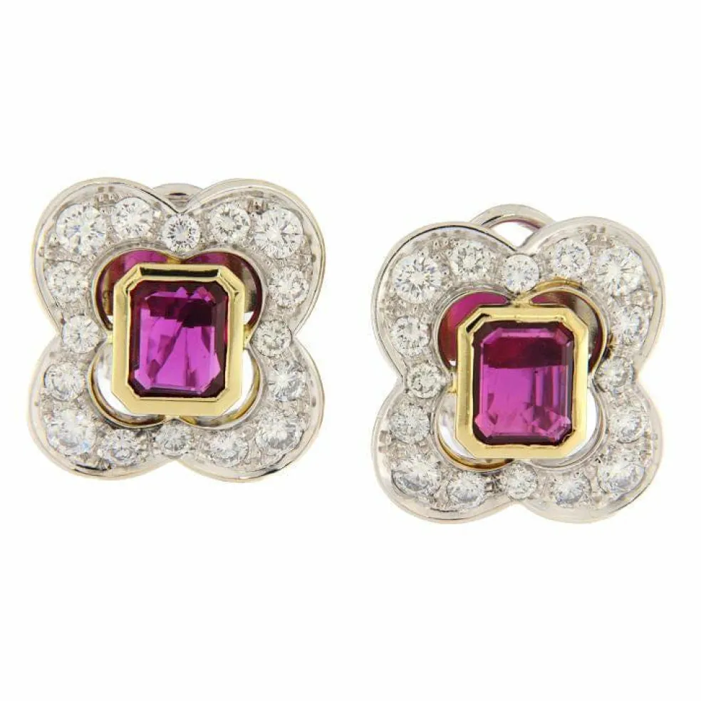 Boucles d'oreilles Rubis et Diamants