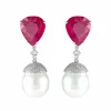Boucles d'oreilles Rubis et Perles
