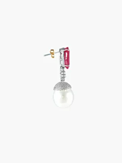 Boucles d'oreilles Rubis et Perles