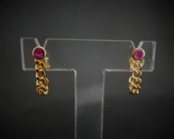 Boucles d'Oreilles Rubis, Or Jaune
