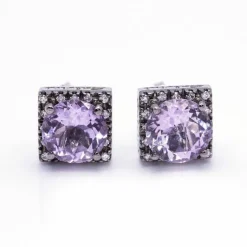 Boucles d'oreilles SALVINI Or noir Améthystes Diamants