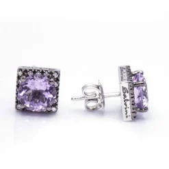 Boucles d'oreilles SALVINI Or noir Améthystes Diamants