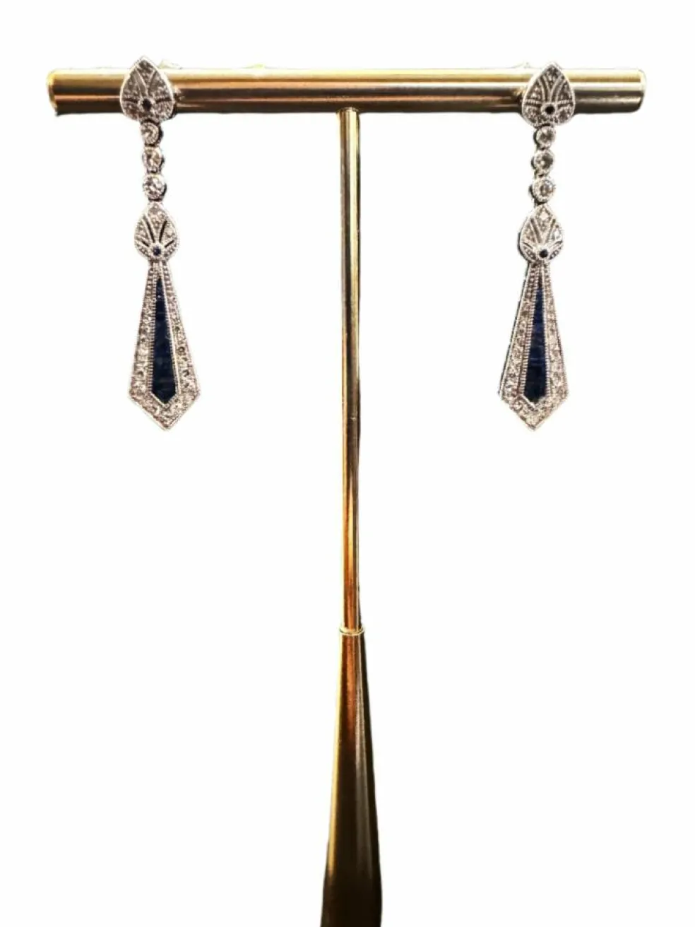 Boucles d'oreilles saphir et diamant